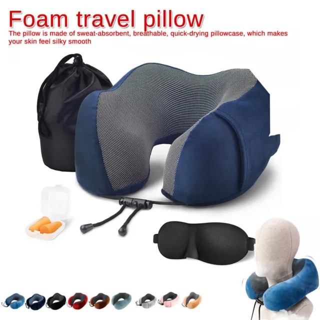 U Shaped Travel Pillow Memory Foam Neck Support Head Rest Car Plane Soft Cushion