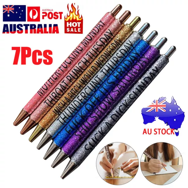 7PCS Funny Ballpoint Swear Words Pens Daily Office Weekday Vibes
