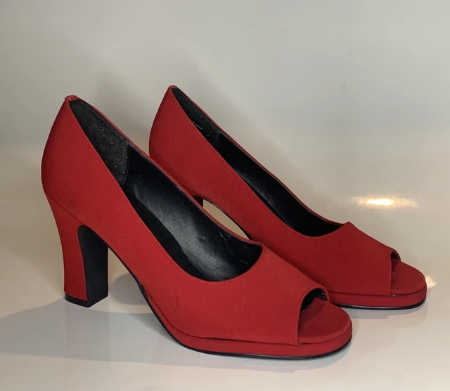 Amanda Smith Red MATTE Open Toe Pump Heels Sexy Shoes Size 7.5 👠✨