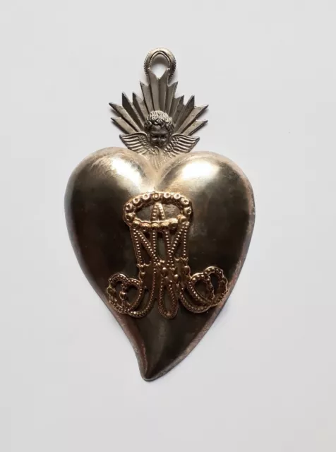 Sehr Schönes Herz-Votivgabe -Ex Voto -Rarität  - Ca. 16,0 Cm- Um 1940 Versilbert