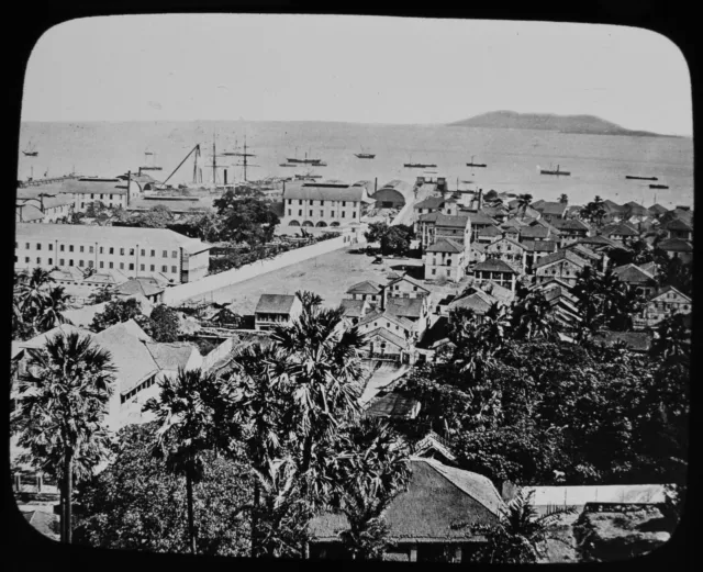 ANTIQUE Magic Lantern Slide BOMBAY THE MAZAGON BOWL C1876 PHOTO INDIA