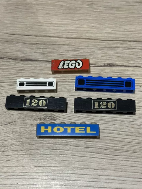 Lot De 6 Brique Lego Legoland : Noire 120 Train / Parechoc / Hotel /  Pare Choc