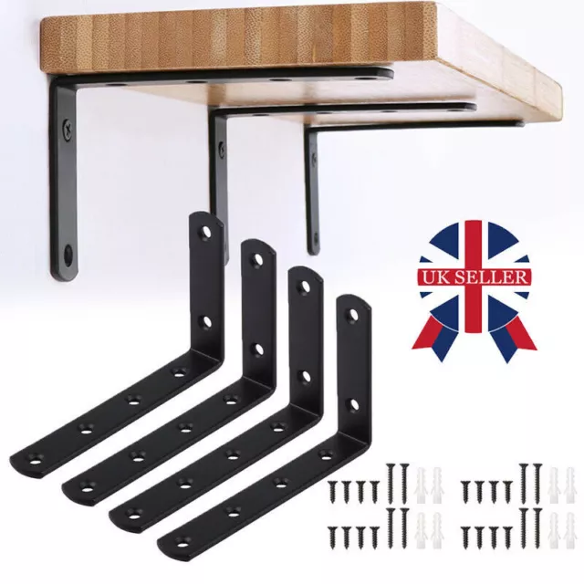 4X Heavy Duty Cast Iron L Shaped Wall Mounted Shelf Brackets Support Decor  Home £4.69 - Picclick Uk
