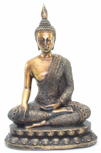 Feng Shui 8.5" Thai Earth Touching Meditating Buddha Figurine Peace Statues