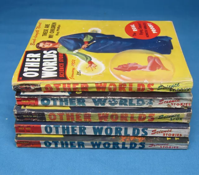 Other Worlds Science Stories Pulp Magazines 5 Issues 1950-1952 SF Vintage