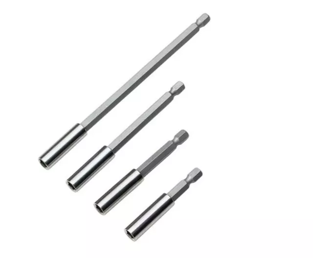 4 Pcs Magnetic Bit Holder Set 60 75 100 150Mm Extension Bars Crv 1/4" Hex Shank