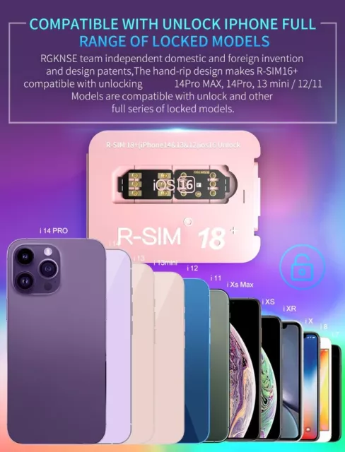 R-SIM18+ 2023 RSIM Nano Unlock iOS16 scheda per iPhone 14 13 12 11 Pro Max MINI
