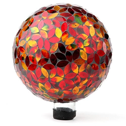 Colorful Mosaic Glass Gazing Ball, Designed with a Stunning Holographic Petal