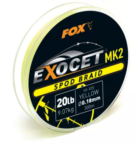 Fox Tackle NEW Exocet MK2 Spod Braid Yellow 300 metre CBL013