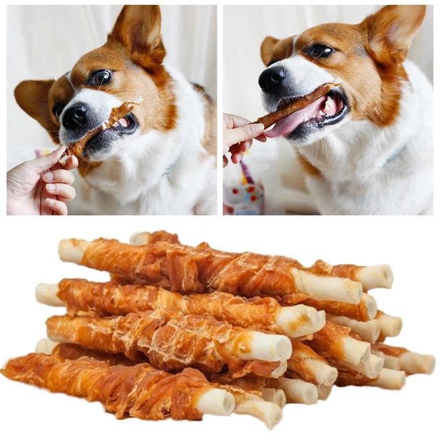 110g Chicken Wrapped Jerky Beef Twists Chews Snacks Pet Rawhide I1G8 Hot！！！ C8B1