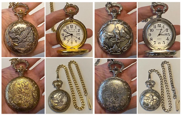 2 SERGIO VALENTE Quartz Hunter Pocket Watch Lot SOARING EAGLE THREE HORSES EUR 23 63 PicClick FR