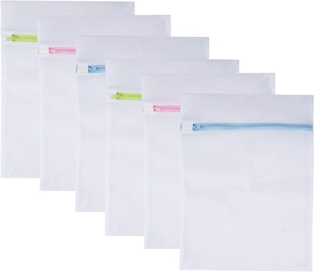 6-Pack of Medium Mesh Laundry Bags (16 x 12 Inches) with Colorful Zippers