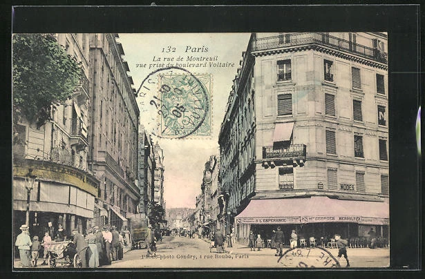 CPA Paris, La Rue de Montreuil vue prise du boulevard Voltaire 1905