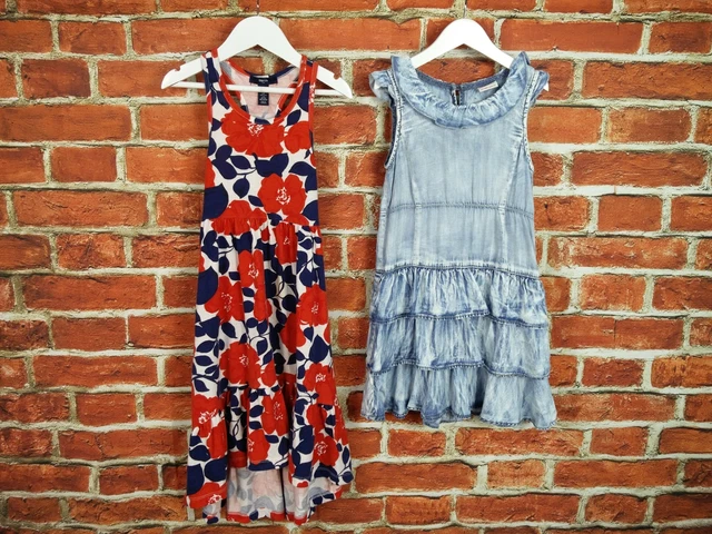 Girls Bundle Age 6-7 Years Gap Next T-Shirt Maxi Dress Floral Denim Summer 122Cm