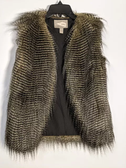 Love 21 Size XS Faux Fur Vest Lined Acrylic/Polyester Exotic Boho Punk Fashion