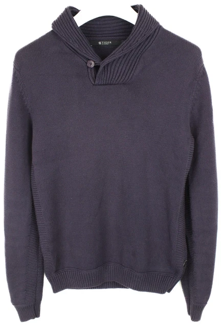 Tiger of Sweden Elis Maglione Uomo Piccolo Pullover Stretto Maglia Scialle Viola