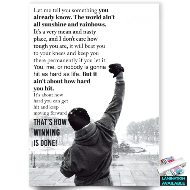 Inspirational Motivational Rocky Balboa Workout Quote Gym Poster