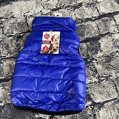 Pet Central Small Double Sided Dog Winter Puffer Jacket Blue & Gray