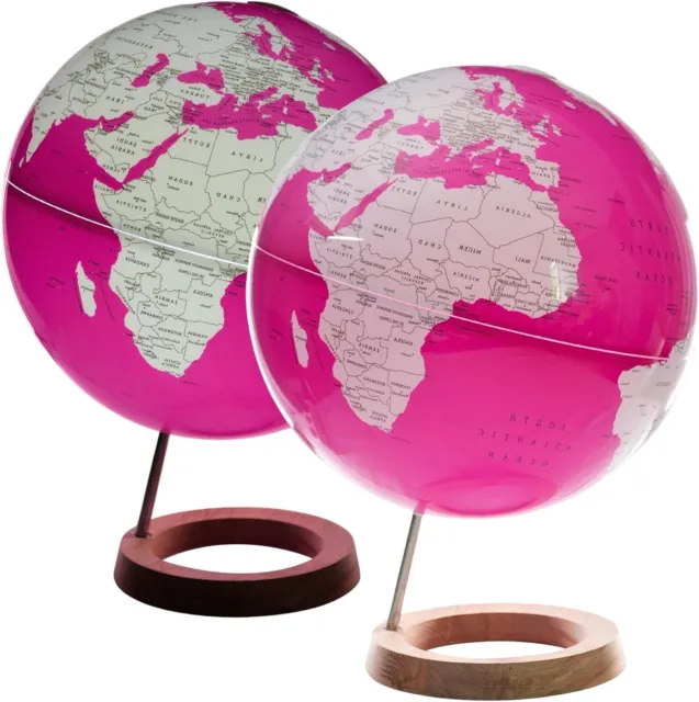 Exerz Illuminated World Globe 33cm diameter Wooden Base  - 2 in 1 Light up globe