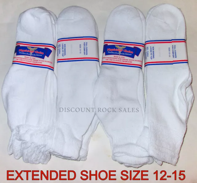 12 Pairs Mens Physicians Choice EXTENDED SIZE Diabetic Vented Ankle Socks