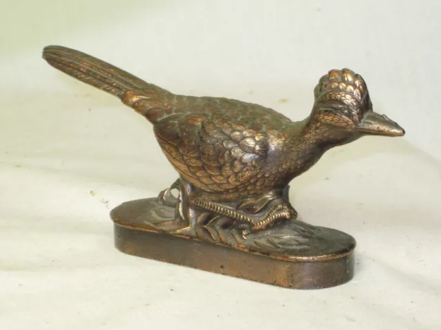 vintage ornate cast metal Roadrunner bird figurine figure Japan birdy art