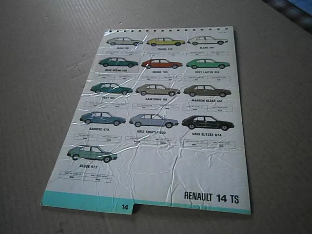 Catalogue  pub auto prospectus catalogue teintier couleur Renault R 14 TS