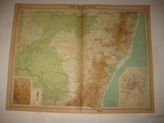 Antique 1922 New South Wales Sydney Canberra Australia Map Maritime Chart Rare