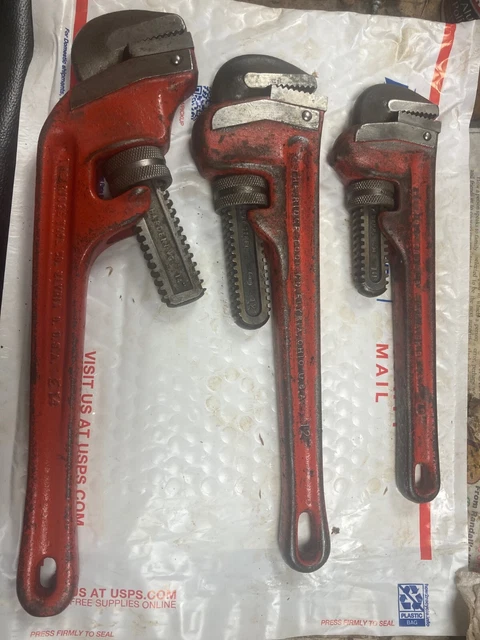 "Llave de tubería RIDGID/ridge lote de (3) E14, 12" y 10"