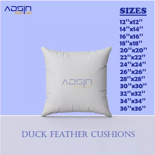 Duck Feather White Cushion Pads Inner Stuff Insert Square 100% Cotton Down Proof