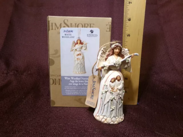 JIM SHORE by HEARTWOOD CREEK - Angel Ornament - "White Woodland Nativity Angel"