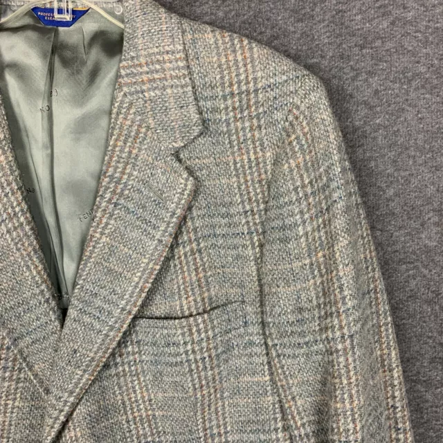 Pendleton Blazer Chest 45 L Mens Wool Tweed Sport Coat Gray Plaid Vtg 70s 80s 3