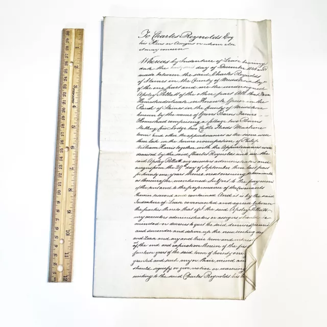 1500-1600s Large Vellum Handwritten Indenture Manuscript Legal Document Old  - C9