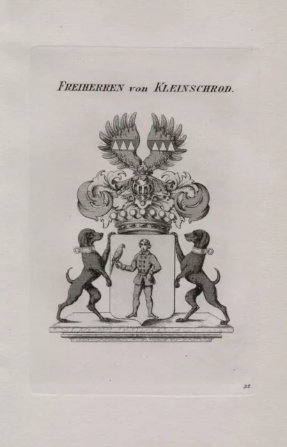 1830 Kleinschrod Wappen coat of arms Heraldik heraldry Kupferstich