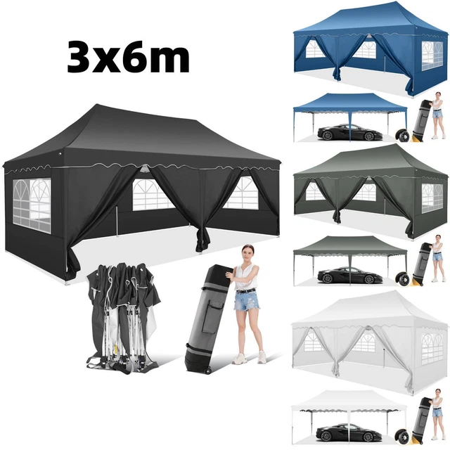 Pavillon 3x3m/3x6m Pavillion Wasserdicht Stabil Pop Up Gartenpavillon Partyzelt