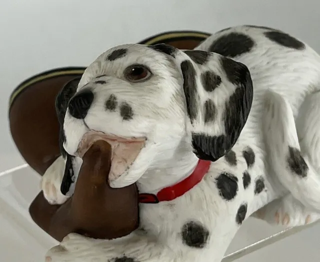 Porcelain Dalmation Figure" Mischief A Foot" 1994 Prinston Gallery Hand Crafted