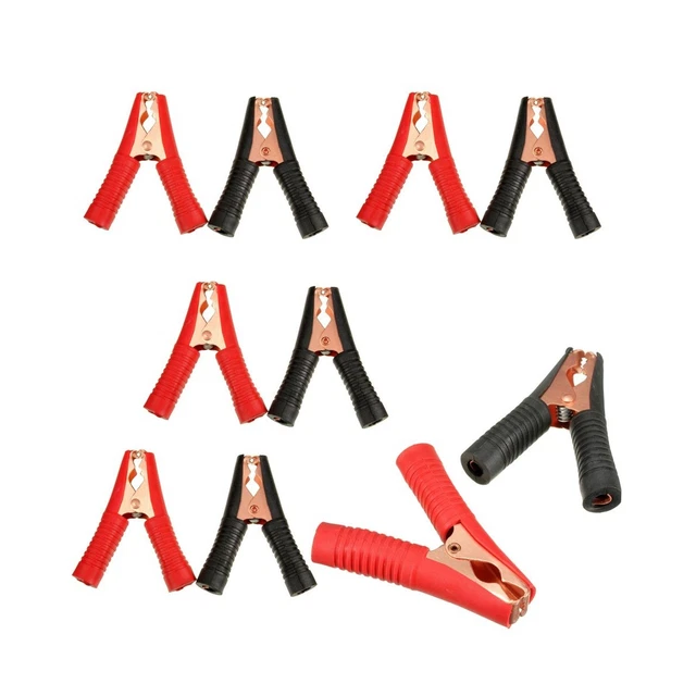 Insulated Alligator Clips Durable Heavy Duty Black & Red Boot Metal Spring Lo...