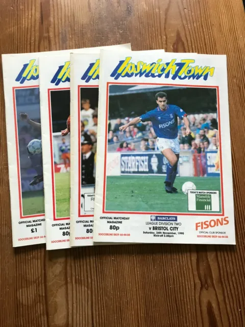 Ipswich Town Home Programmes  1990-1991 - Choose From Drop Down List