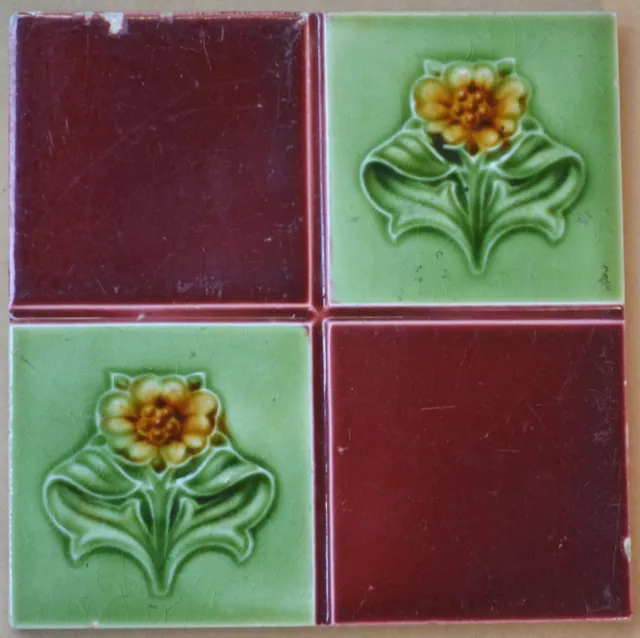 Antique Boote - Art Nouveau Majolica Tile C1900