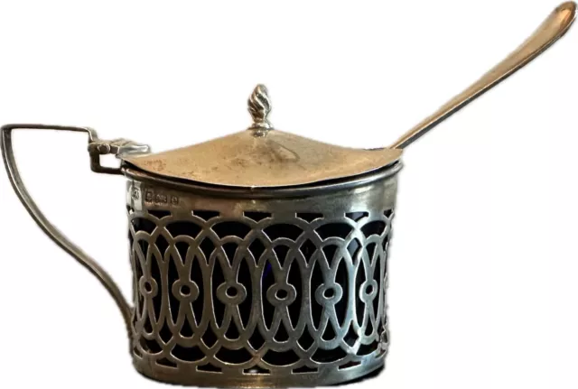 Splendid Silver Mustard Pot with Spoon 1904 3