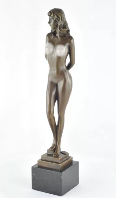 Signed Bronze Art Deco Style Art Nouveau Style Sexy Dancer Sculpture Statue 2