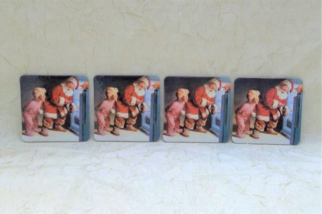 Coca-Cola Santa Claus Four Cork Drink Coasters Coke