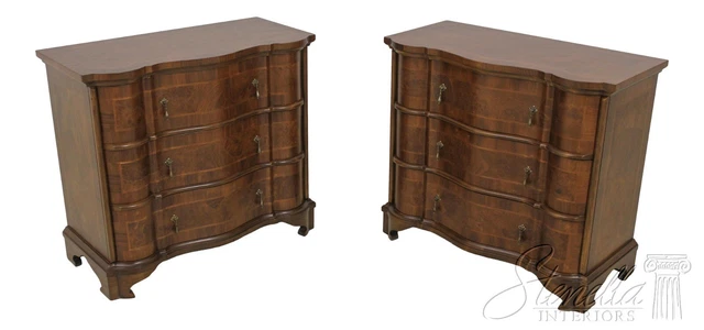 58794EC/95EC: Pair Italian Continental 3 Drawer Chest Of Nightstands