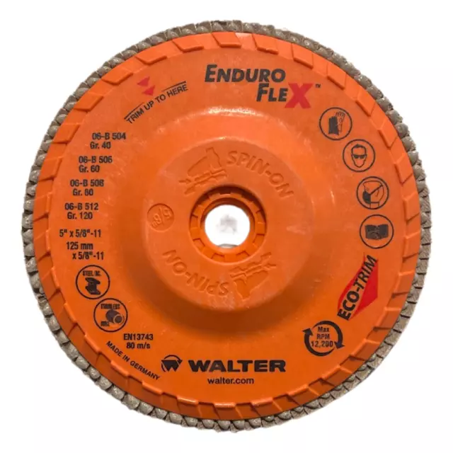 Walter Enduro Flex 5" x 5/8-11 Flap Wheel Disc Zirconia Aluminia Type 29 80 Grit