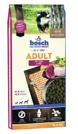 15kg Bosch Adult Lamm & Reis Hundefutter Trockenfutter Tierfutter BLITZVERSAND