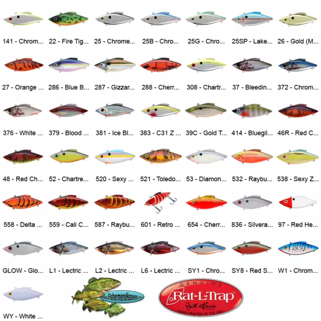 BILL LEWIS LURES Rat-L-Trap - Choice of Colors and Sizes $6.11