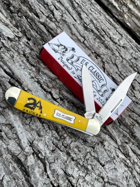 US CLASSIC ** YELLOW SYNTHETIC 2nd AMENDMENT COPPERHEAD KNIFE KNIVES