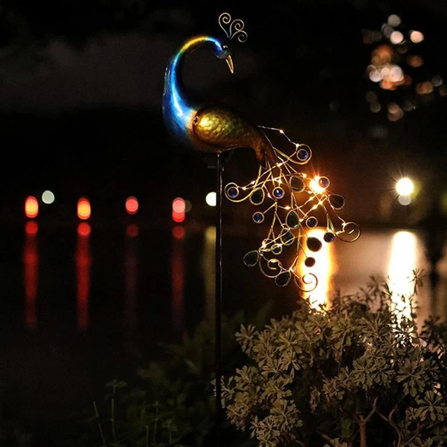Solar Metal Peacock Lawn Light Landscape Lamps Outdoor Garden Decors Light U2X5