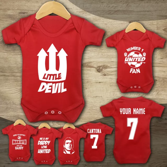 Manchester Man Utd  Baby Vest Suit Grow Football - Personalised
