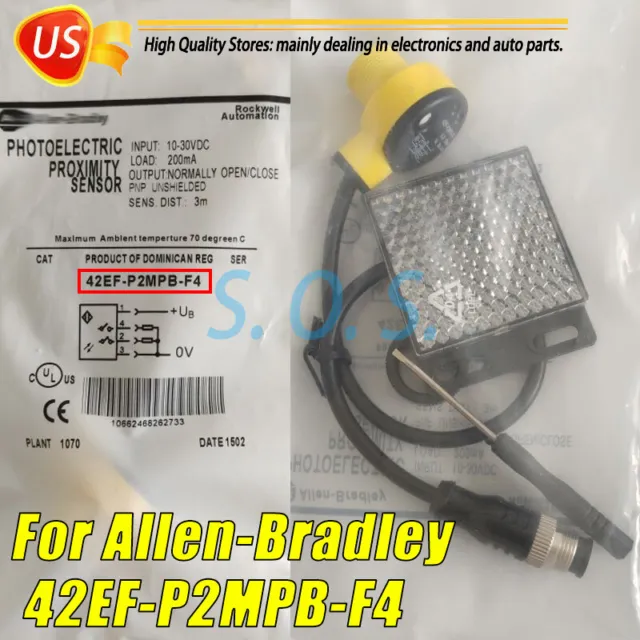 New Sealed For Allen-Bradley 42EF-P2MPB-F4 Photoelectric Sensor PNP 3M