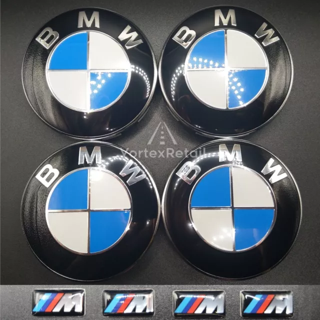 For BMW ALLOY WHEEL CENTRE CAPS + BADGES E90 E92 1,3,5,6,7,X5 M3 Z4 68mm X4pcs